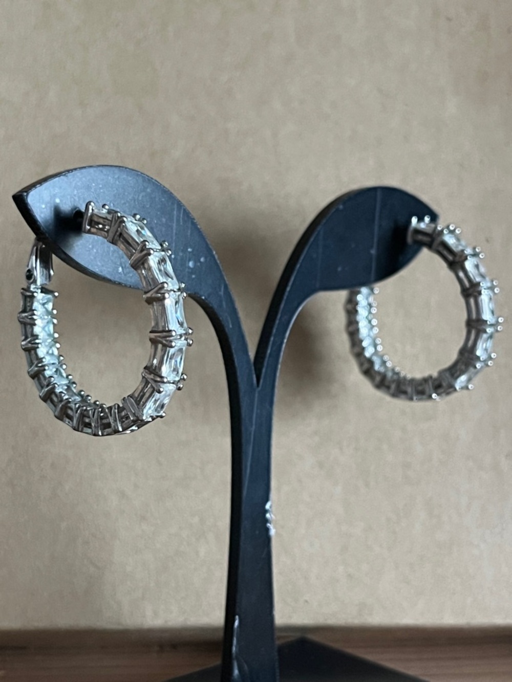 Silver Crystal Hoop Earrings - Women Jewelry